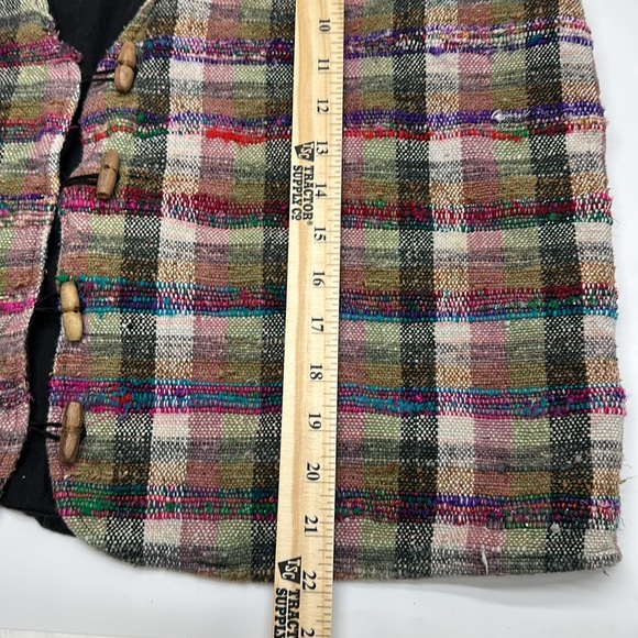 Vintage women’s Forelli‎ Plaid vest size 18/20 wooden loop buttons (B6) - Picture 7 of 8